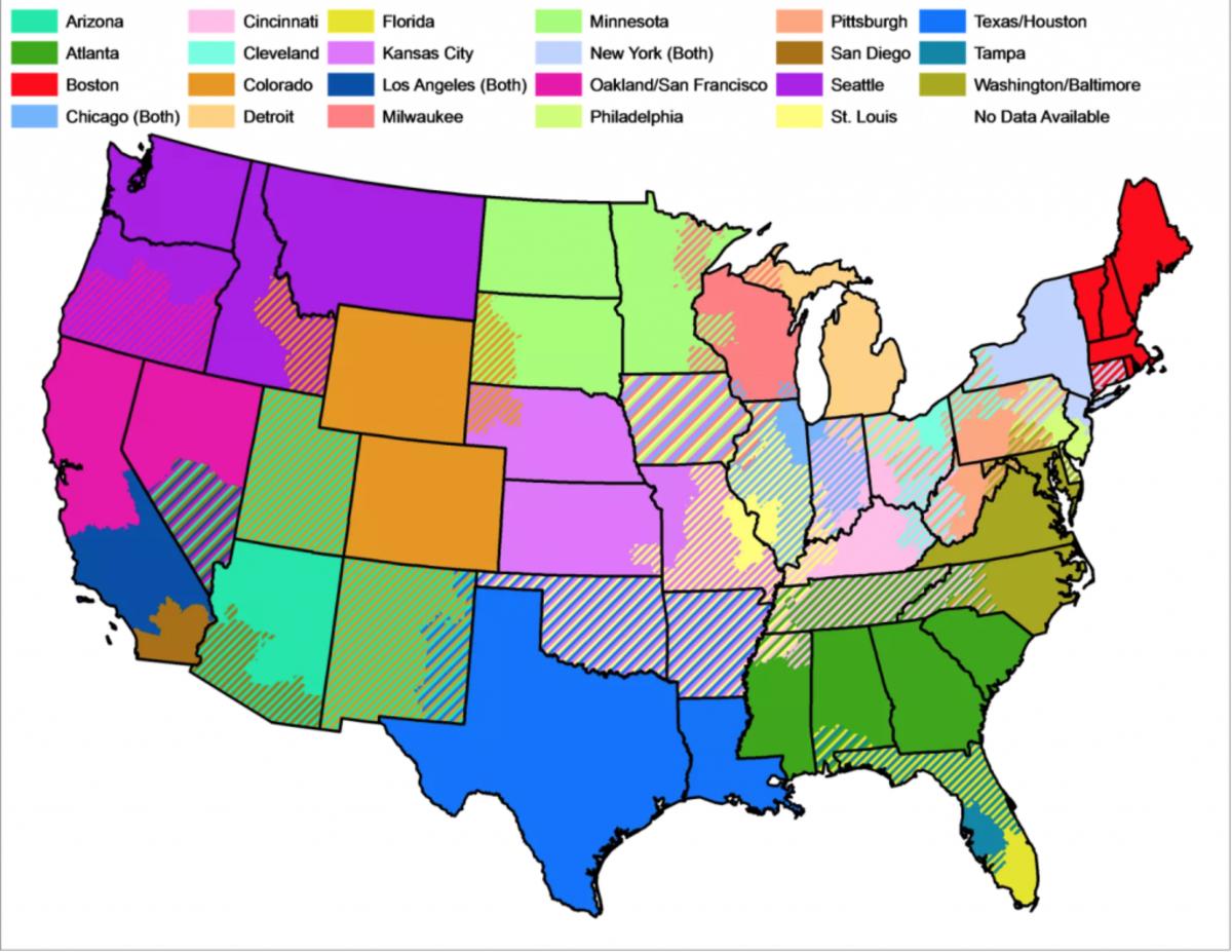 MLB blackout map from 2019